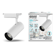 Gauss Светильник трековый цилиндр 32W 2750lm 4000K 180-240V IP20 75*220мм белый угол 24? LED TR072 Gauss Светильник трековый цилиндр 32W 2750lm 4000K 180-240V IP20 75*220мм белый угол 24? LED TR072