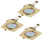 Eglo Комплект светодиодных встраиваемых светильников PENETO, 3x5W (GU10), 87х87, сталь, латунь, теплый 94403 Eglo Комплект светодиодных встраиваемых светильников PENETO, 3x5W (GU10), 87х87, сталь, латунь, теплый 94403