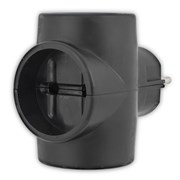 Тройник электрический, 6-10 А, без заземления, черный Rexant 11-1076