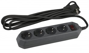 ЭРА USF-M-4es-1.5m-B Черный Сетевой фильтр начал. защита, с/з, с выкл, 4гн, 1,5м, ПВС, 10А Б0019740