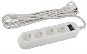 ЭРА USF-M-4es-1.5m-W Белый Сетевой фильтр начал. защита, с/з, с выкл, 4гн, 1,5м, ПВС, 10А Б0019741