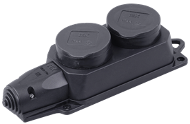 IEK OMEGA РБ32-1-0м Розетка (колодка) двухместная с защитными крышками IP44 PKR62-016-2-K02