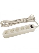 ЭРА USF-5es-5m-I Слоновая кость Сетевой фильтр базовая защита, с/з, с выкл, 5гн, 5м, ПВС, 10А Б0019739