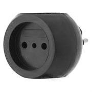 Тройник электрический "Шар" 220В, 6А черный Rexant 11-1063-1