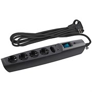 ЭРА SFU-5es-2m-B Черный Сетевой фильтр надежная защита, с защитным шторками, с выключателем, 5гн+2USB, 2м,, 10А, шторки C0043326