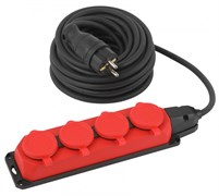 ЭРА Удлинитель силовой ЭРА UK-4e-3x1,5-10m-IP44(KG) с заземлением 4 розетки каучук 10м КГ 3х1,5мм2 IP44 Б0057586