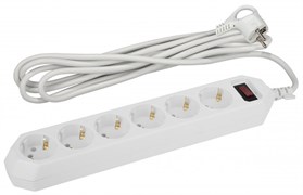 ЭРА USF-6es-5m-W-BOX Сетевой фильтр базовая защита, с/з, с выключателем, 6гн, 5м, ПВС, 10А, белый Б0037264