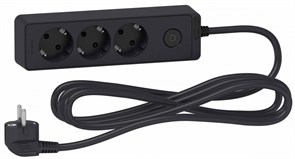 Schneider Electric Unica Extend Черный Удлинитель 3 розетки 2К+З, кабель 3м ST9433B