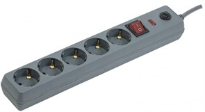 IEK Сетевой фильтр СФ-05К-выкл. 16А 5 мест 5м 3х1мм2 серый WFP10-16-05-05-ZK-K03