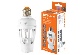 TDM Датчик движения патрон ДДПт-01 60Вт, 10-300с, 6м, 3+Лк, 120(сбоку)+360(сверху)гр IP20 SQ0324-0016