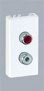 Simon Connect Белая Плата с 2-мя разъёмами RCA (чёрный, красный), 22,5х45мм (K101B-9)
