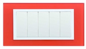 Simon 82 Centr. Оранжевый/Белый (стекло) Рамка с суппортом на 5 узких модулей