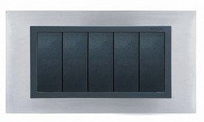 Simon 82 Centr. Нержавеющая сталь/Графит (металл.им) Рамка с суппортом на 8 узких модулей