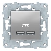 Розетка USB 2-ая (для подзарядки), Schneider Electric, Серия Unica New, Алюминий
