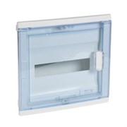 Шкаф распределительный, встраиваемый с синей полупрозрачной закруглённой дверцей 1 ряд 12+2 модуля IP30. Цвет Белый. Legrand Nedbox(Легранд Недбокс).001421
