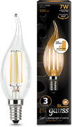 Лампа Gauss LED Filament Candle tailed E14 7W 2700K step dimmable 1/10/50