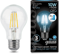 Лампа Gauss LED Filament A60 E27 10W 4100К step dimmable 1/10/40