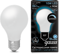 Лампа Gauss LED Filament A60 OPAL dimmable E27 10W 4100К 1/10/40