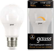 Лампа Gauss LED A60-dim E27 11W 3000К диммируемая 1/10/50