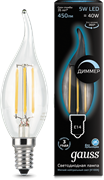 Лампа Gauss LED Filament Candle tailed dimmable E14 5W 4100K 1/10/50