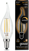 Лампа Gauss LED Filament Candle tailed dimmable E14 5W 2700K 1/10/50