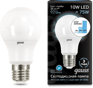Лампа Gauss LED A60 10W E27 4100K step dimmable 1/10/50