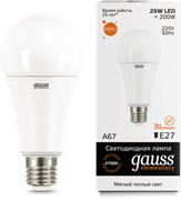 Лампа Gauss LED Elementary A67 25W E27 3000K 1/10/50