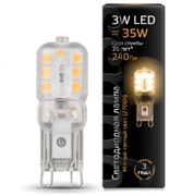 Лампа Gauss LED G9 AC220-240V 3W 3000K пластик 1/20/200