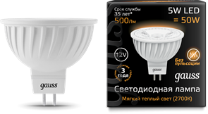 Лампа Gauss LED MR16 GU5.3 5W 12V 3000K 1/10/100