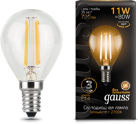 Лампа Gauss LED Filament Шар E14 11W 720lm 2700K 1/10/50