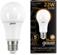 Лампа Gauss LED A70 22W E27 3000K 1/10/50