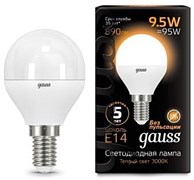 Лампа Gauss LED Globe E14 9.5W 3000K 1/10/50