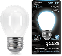 Лампа Gauss LED Filament Globe OPAL E27 5W 4100K 1/10/50