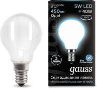 Лампа Gauss LED Filament Globe OPAL E14 5W 4100K 1/10/50