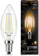 Лампа Gauss LED Filament Candle E14 7W 2700К 1/10/50