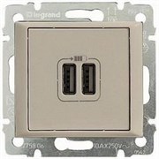 Розетка двойная USB 774170 Legrand Valena цвет бежевый