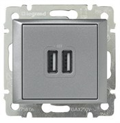 usb розетка зарядка 770270 Legrand Valena цвет алюминий