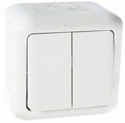 Выключатель двухклавишный влагозащищенный 782302 Legrand Quteo IP44 цвет белый Выключатель двухклавишный влагозащищенный 782302 Legrand Quteo IP44 цвет белый