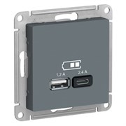 USB розетка зарядка 2 порта 5B 2,4А ATN000739 Schneider Electric Atlas Design