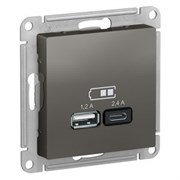 USB розетка зарядка 2 порта 5B 2,4А ATN000939 Schneider Electric Atlas Design
