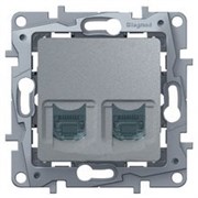 Розетка компьютерная 2хRJ45 кат.5 UTP алюминий Etika 672455