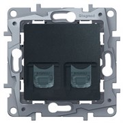 Розетка компьютерная 2хRJ45 кат.5 UTP антрацит Etika 672655