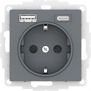 SE AtlasDesign Грифель Розетка 16А с USB A+C (5В/2,4А/3 А, 2х5В/1,5А), мех