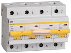 Автоматический выключатель IEK ВА47-100 80А 4п MVA40-4-080-C, 10кА, C