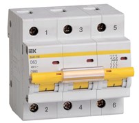 Автоматический выключатель IEK ВА47-100 63А 3п MVA40-3-063-D, 10кА, D