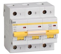 Автоматический выключатель IEK ВА47-100 20А 3п MVA40-3-020-C, 10кА, C