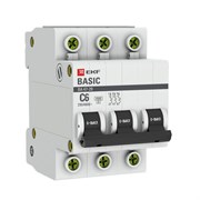 Автоматический выключатель EKF Basic ВА 47-29 6А 3п mcb4729-3-06C, C, 4.5кА