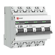 Автоматический выключатель EKF ВА 47-63 PROxima 25А 4п mcb4763-4-25C-pro, 4.5кА, C