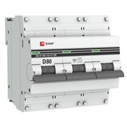Автоматический выключатель EKF ВА 47-100 PROxima 80А 3п mcb47100-3-80D-pro, 10кА, D