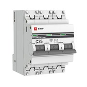 Автоматический выключатель EKF ВА 47-63M PROxima 25А 3п mcb4763m-6-3-25C-pro, 6кА, C